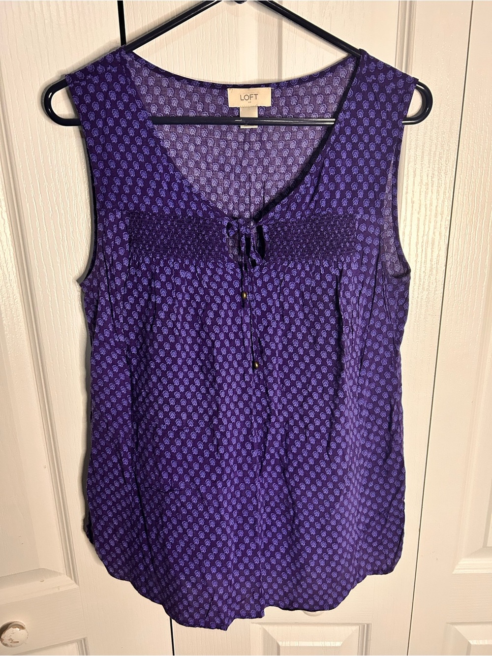 LOFT Women’s Size Medium M Purple Sleeveless Tie-Front Blouse Tank Top Rayon